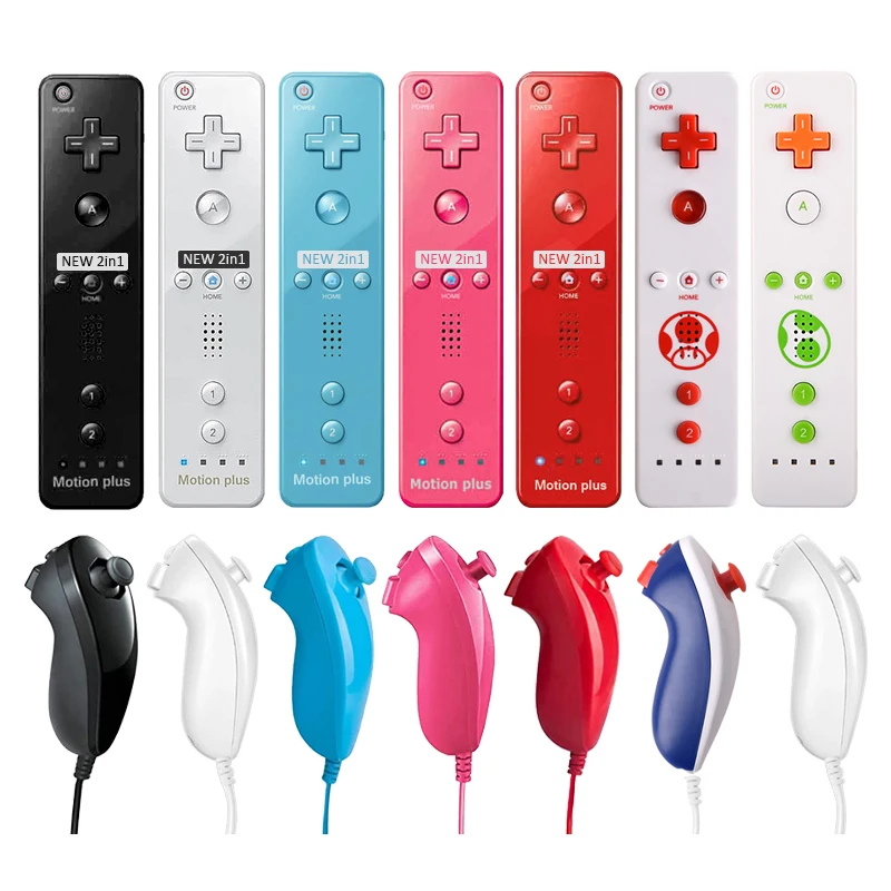 2 in 1 Remote and Nunchuck Controller Wii Motion Plus Remote Controller Gamepad Nunchuck Controller for Nintendo Wii