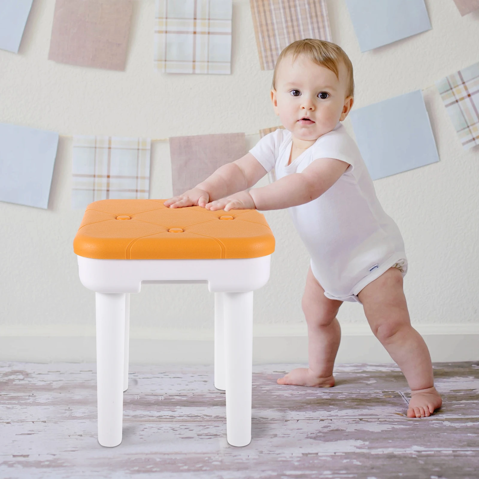 Anti-Slip Sturdy Stool Imitation Footstool Shoe Changing Bench For Home Low Step Bathroom Living Room Cloud