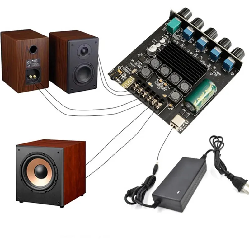 Новый цифровой Bluetooth 100 домашний аудиоусилитель сабвуфера DC24V 50 Вт * 2 + 2,1 Вт TPA3116 5,0 каналов класса D