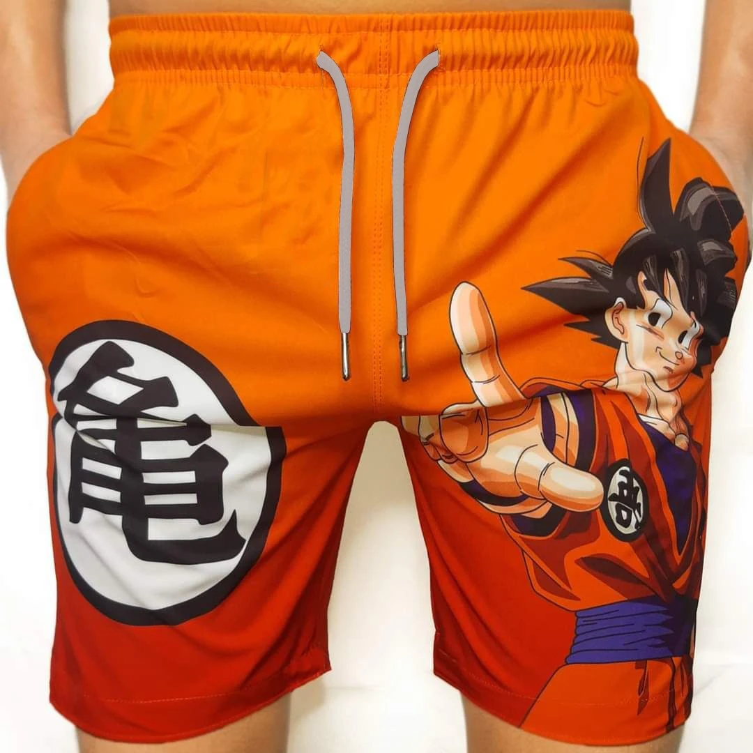 Dragon Ball Super Goku Blue Shorts, Super Saiyan Blue with Kame Symbol Galaxy Print Casual Fan Bottoms Man's summer beach shorts - view 3