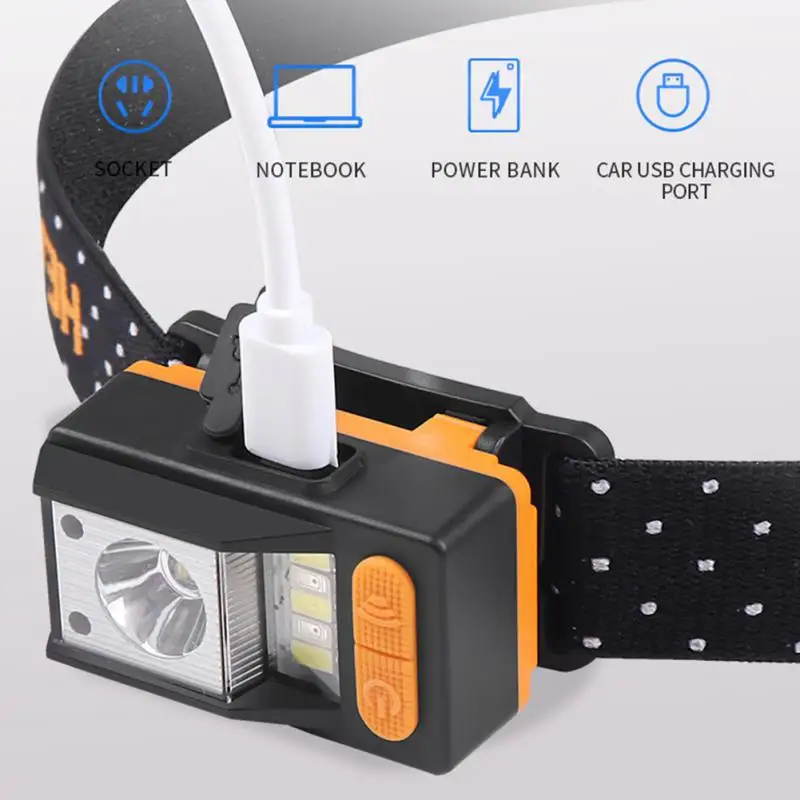 

Mini LED Rechargeable Headlamp High Power Mini Head Lamp Light USB C Sensor Headlight Front Light For Working Fishing