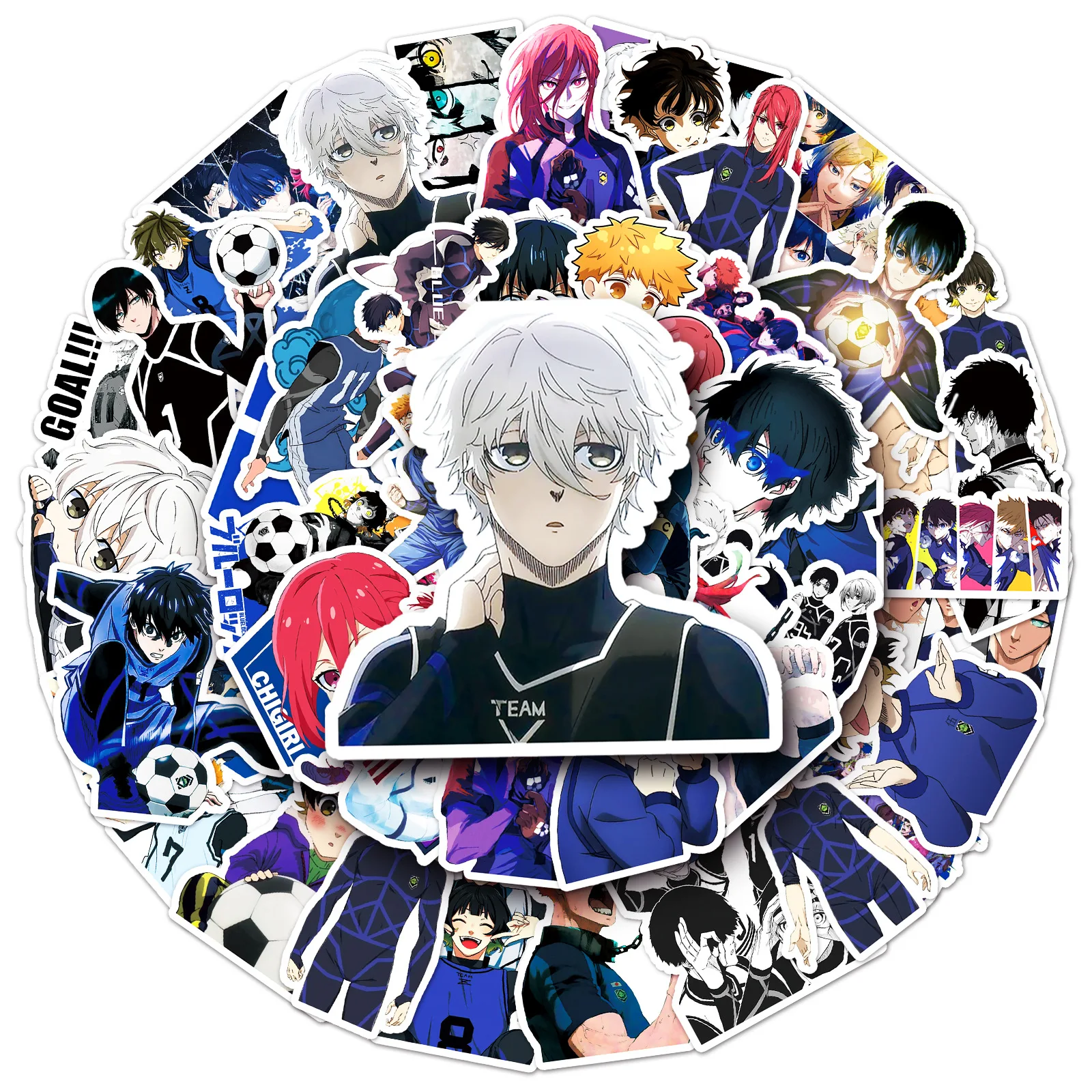 50 Pcs Anime BLUE LOCK Waterproof Sticker DIY Cartoon Football Sports Anime Phone Notebook Tablets Sticker Decoration Kid Toys