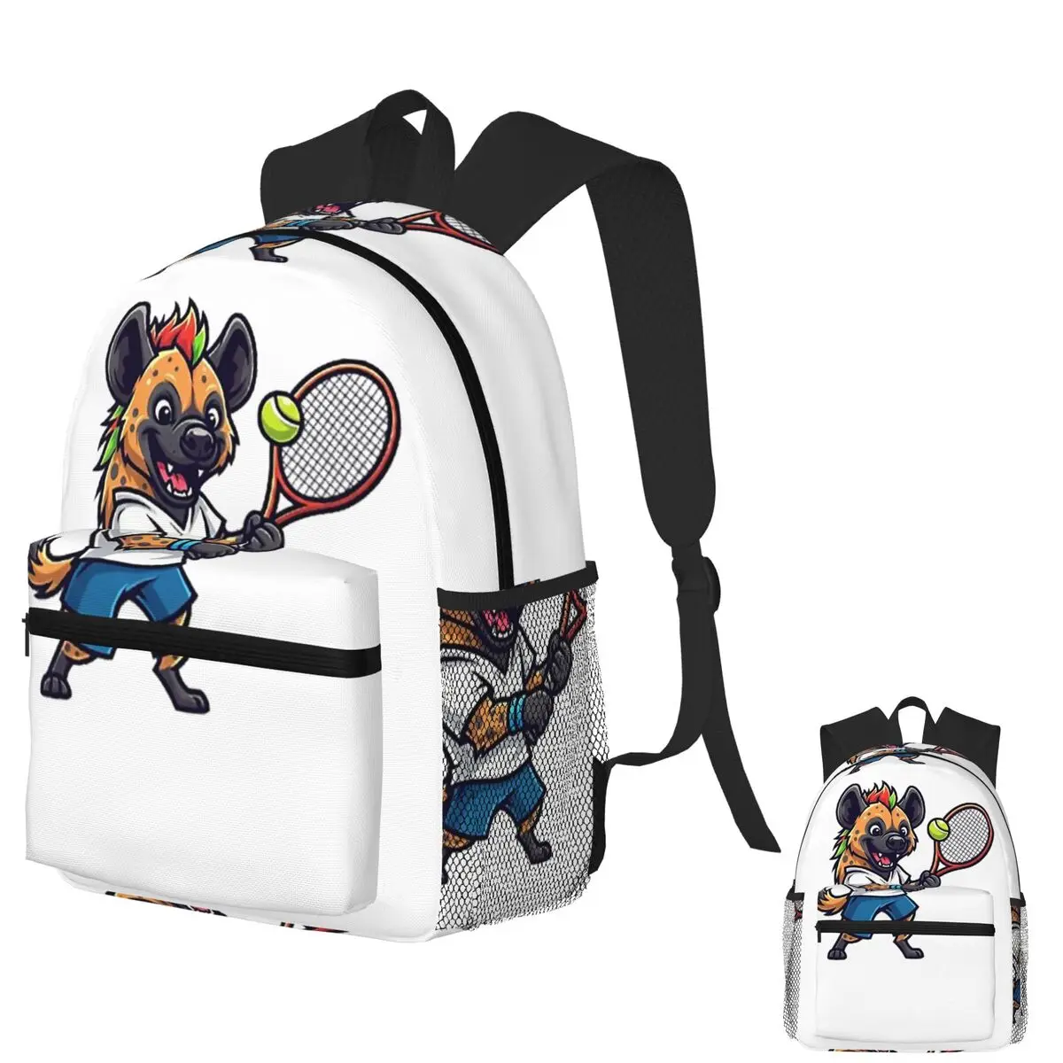 

Hyena Tennis Player Student Backpack School Bag Hiking Travel Daypack for Boys Girls Fashion Bookbag Shoulder Bags