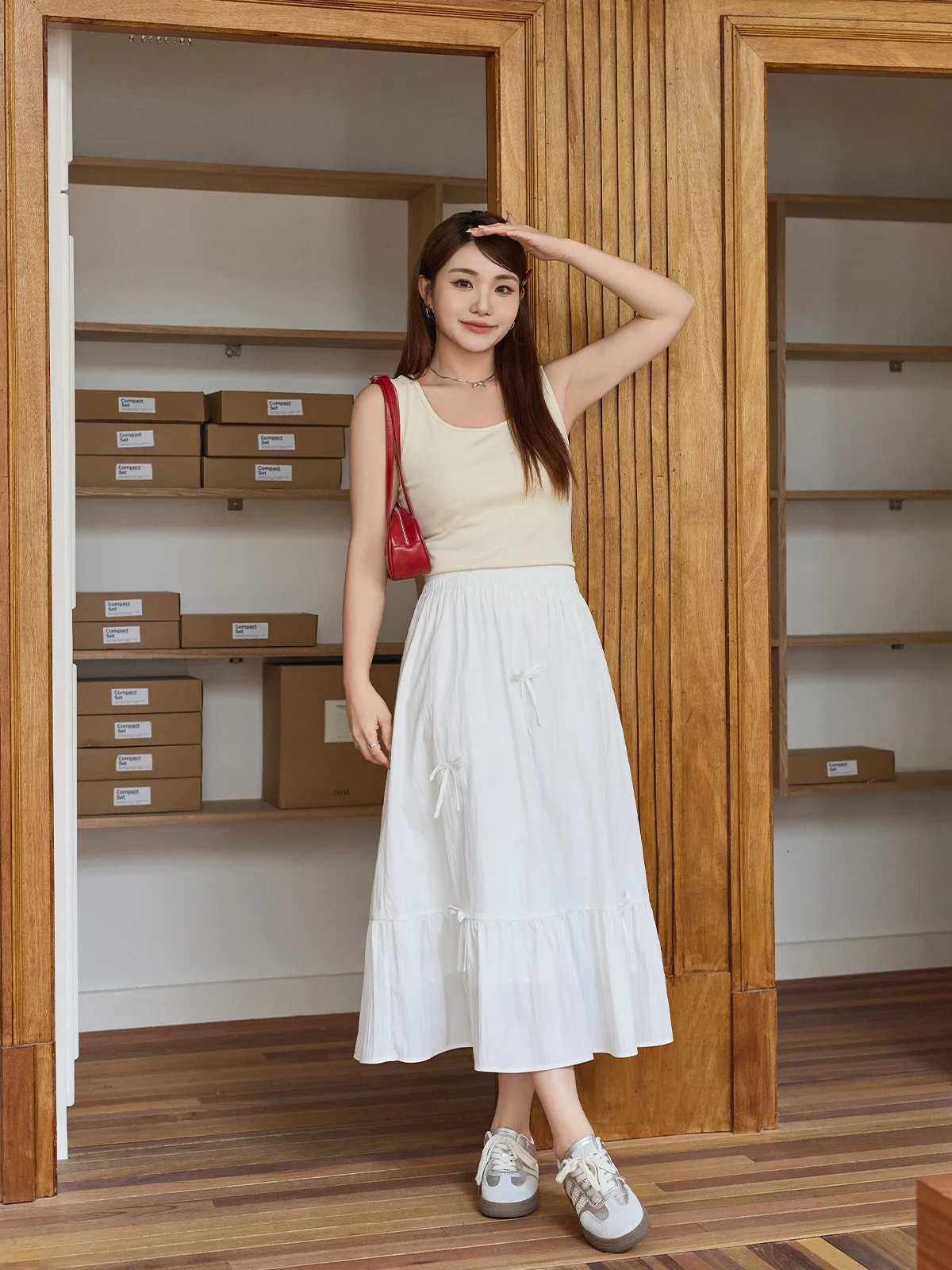 Falda Midi de Verano para Mujer, Talla Grande, Estilo Sirena, Cintura Alta Elástica, Diseño con Lazo, Corte Entallado