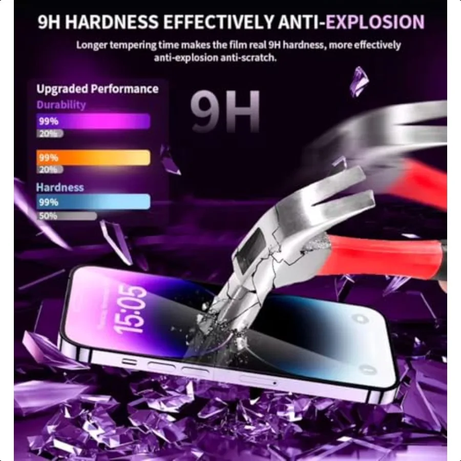 ماجيك ديفيل [عبوة من قطعتين] [4 عبوات] EZ FRAME 9H واقي شاشة من الزجاج المقوى عالي الدقة سهل التركيب لهاتف iPhone 16 Pro Smart