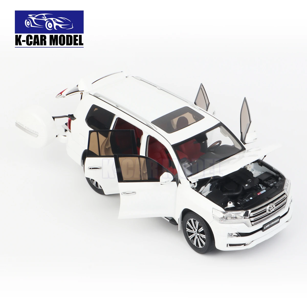 KengFai 1/18 Land Cruiser 200 LC200 Spare Tire Version Diecast Model White Toys Car Boys Girls Gifts