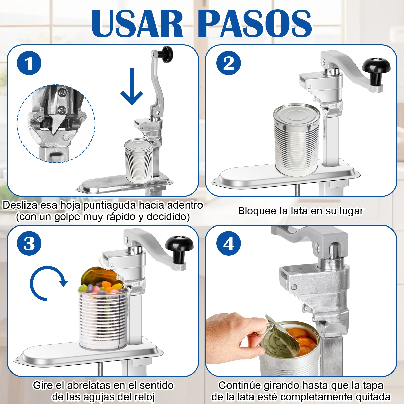 Apriscatole commerciale per impieghi gravosi per lattine #10, apriscatole manuale compatibile con apriscatole industriale con acciaio placcato B