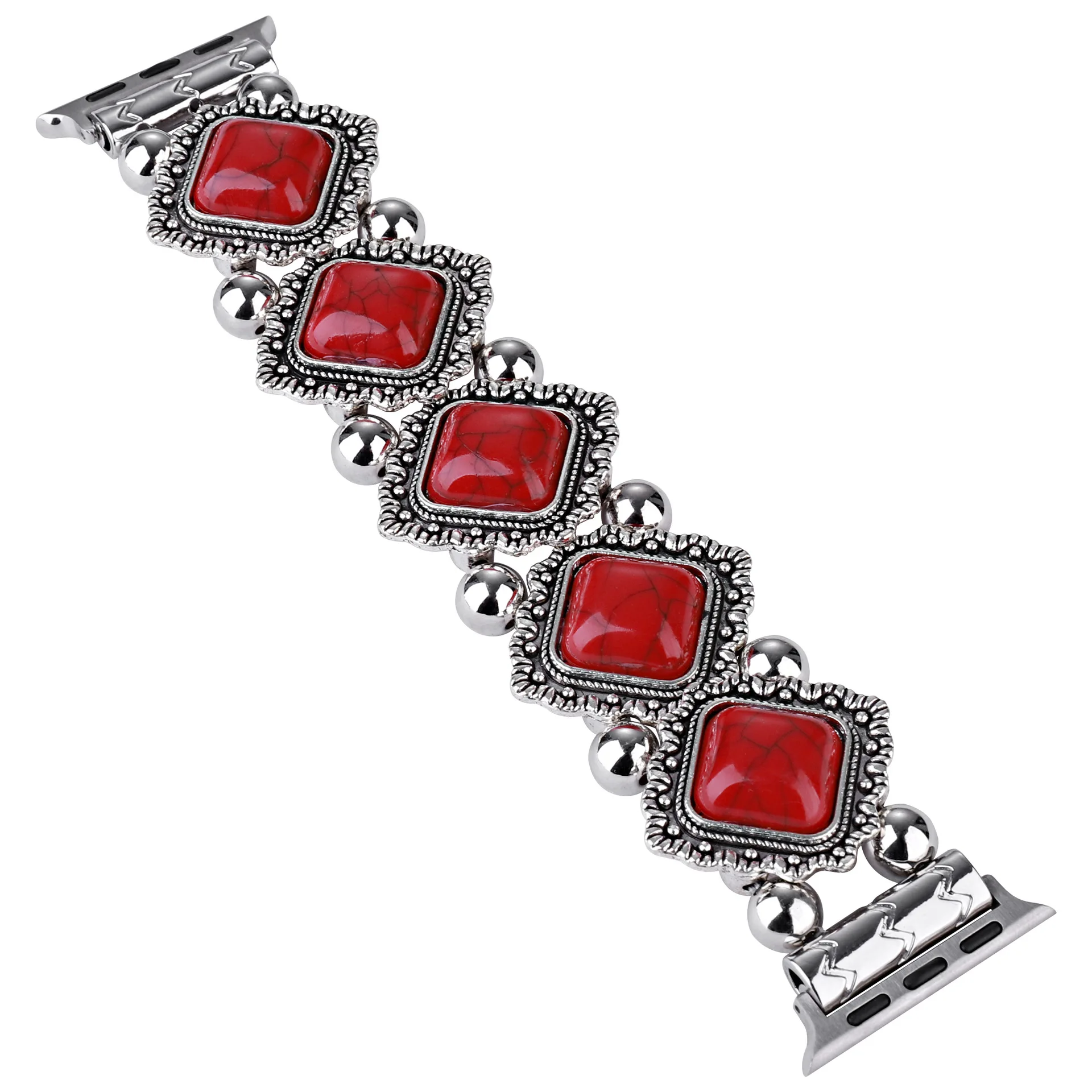 Vintage turquoise strap for Apple watch band bracelet chain for iwatch87654321SE Ultra40 41 44 45mm metal Elastic force wrist