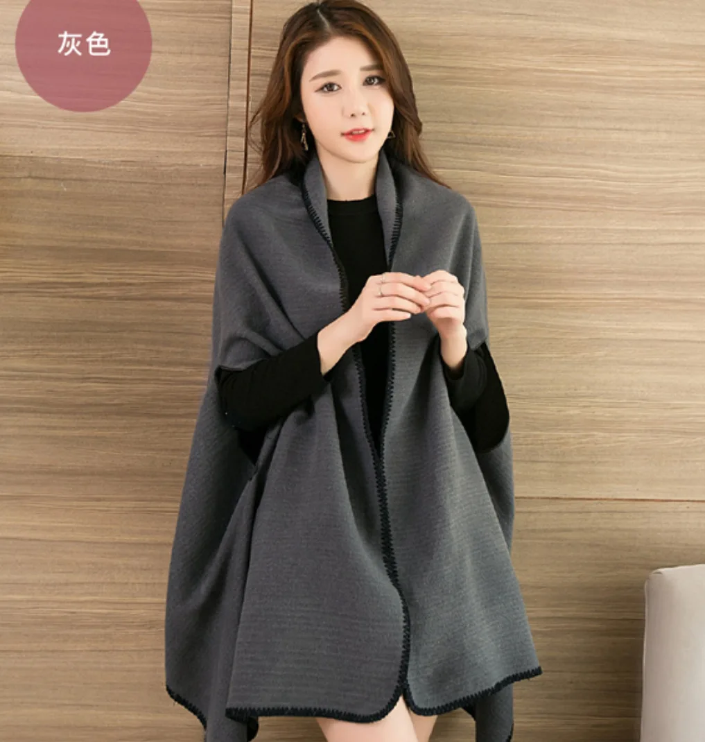 

Imitation Cashmere Cape Double Sided Dual Purpose Shawl Thickened Warmth Oversized Scarf for Style Poncho Leisure Fashion