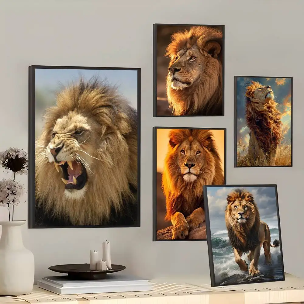 lion Posters Living Room Bar Cafe Quality Canvas Vintage Style Comics Painting Art Home Wall Decor Picture
