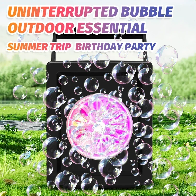 Automatic 10 Hole Fully Bubble Blowing Handheld Electric Bubble Machine Toy Outdoor Birthday Without Battery and Bubble Water