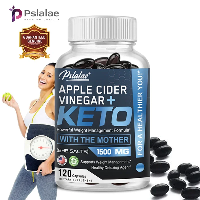 Apple Cider Vinegar + Keto Capsules 1500 mg - For Men and Women, Non-GMO, Vegan, Gluten-Free