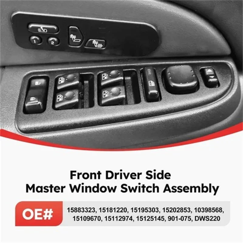 

Electric Car Power Window Switch Front Left Driver Side Replacement 15883323 for GMCSierra 2003-2007
