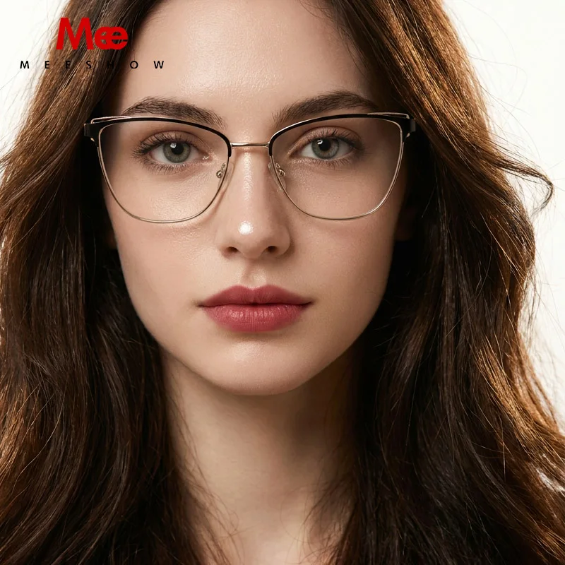 Meeshow design Premium Retro glasses Cat Eye Eyeglasses Women's stylish Optical frame Italy Female square prescription glasses