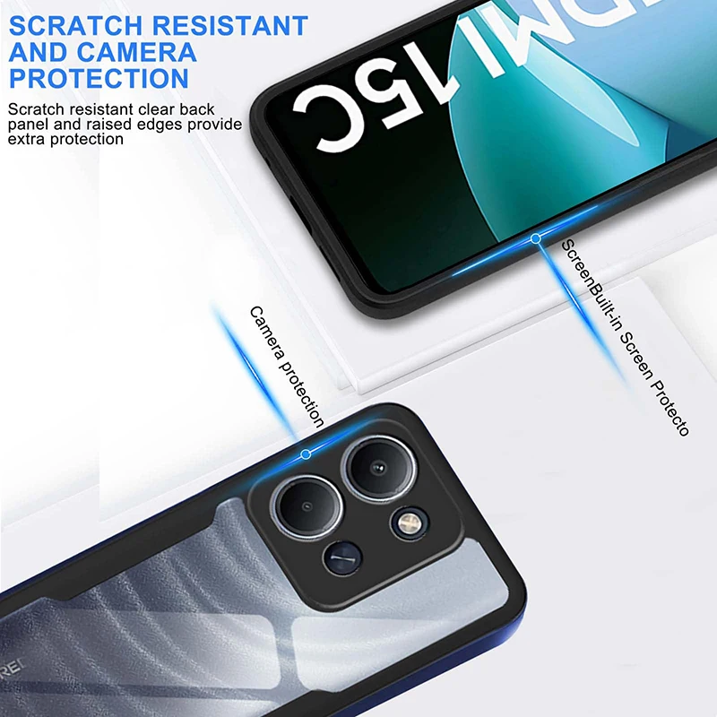 360-Grad-Ganzkörper-stoßfeste Handyhülle für Xiaomi Redmi 15C 14C 13C 12C 10C 9C 8A Dual Layer PC Hard Hybird Clear Cover Coque – Detail 2
