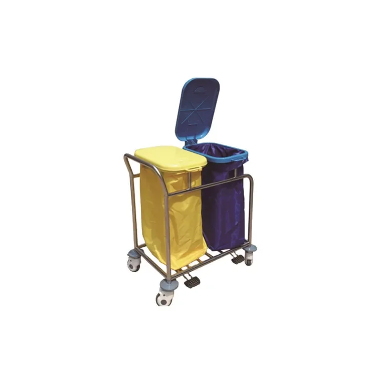 

BT-SLT008A Cheap Hospital Stainless Steel Laundry Hamper Cart Hotel Linen Trolley With Double Bags Price