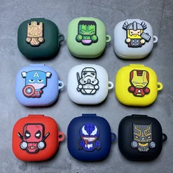Cartoon Marvel Earphone Case For Samsung Galaxy Buds FE/Live/Pro 2 Silicone Earbuds Charging Box Protective Shell With Hook