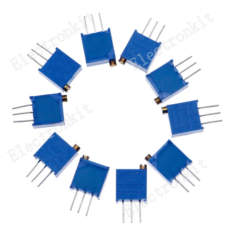 50Pcs 3296W Multiturn Trimmer Potentiometer Kit High Precision Variable 500Ω 1k 2k 5k 10k 20k 50k 100k 200k 1Mk