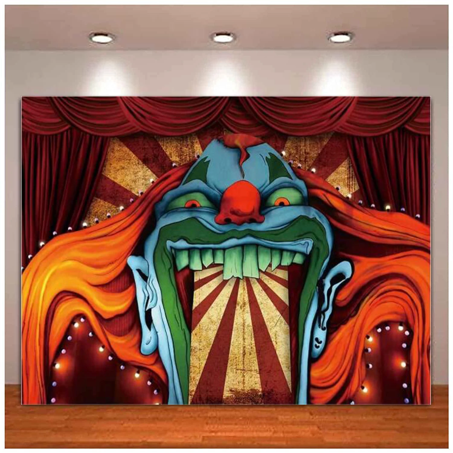 Horror Circus Halloween Photography Backdrop Giant Evil Clown Birthday Party Background Scary Grove Vampire Baby Decor Banner