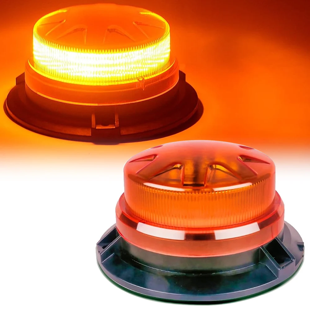 Amber LED Car Truck Roof Strobe Beacon LED Rotating Flash Emergency Light Blue Signal Light With Magnetic Base 12V 24V