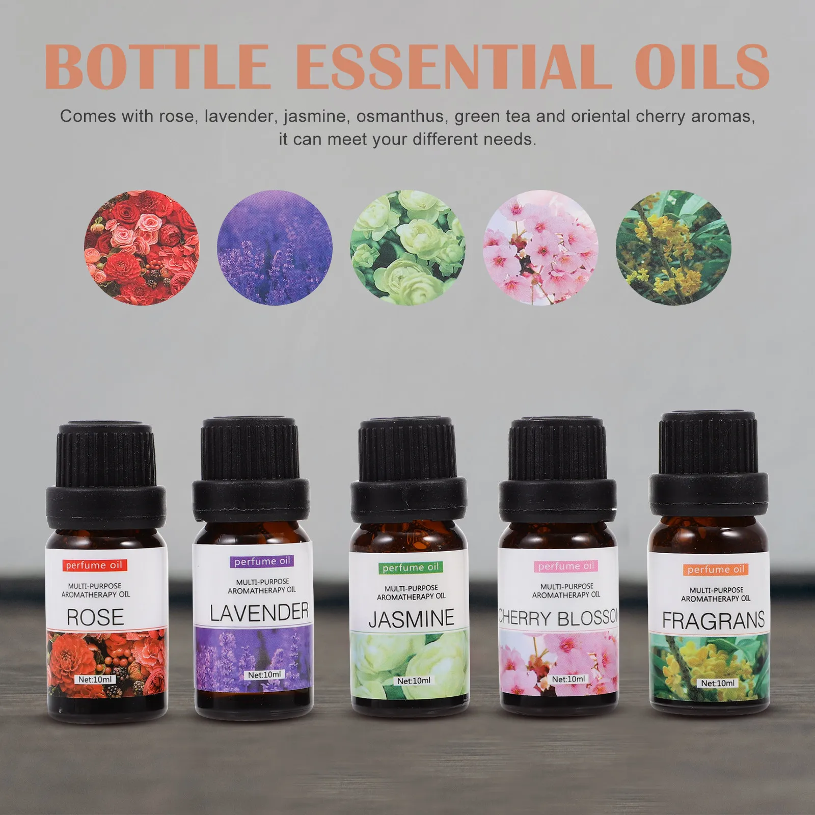 5Pcs Water Soluble Aromatherapy Oil Set for Diffusers Humidifier Burner Home Office Gym Spa Sweet Mood Comfort Fragrance