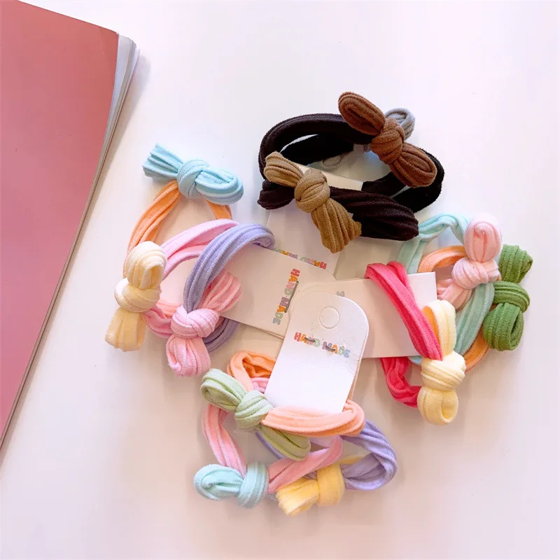 3 Pcs/Set Macaron Color Elastic Hair Bands For Girls Towel Hair Rings Rope Kids Rubber Bands Children Bow Hair Ties Accessories