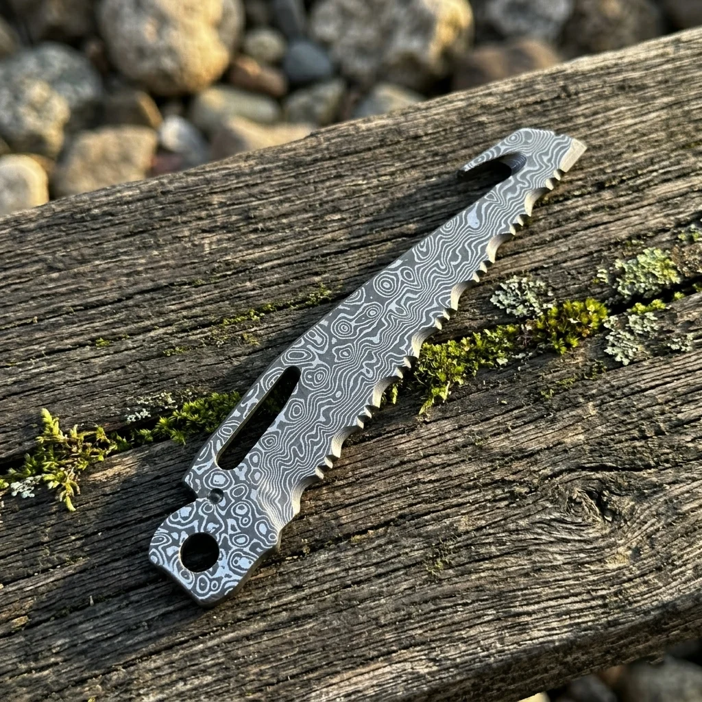 Leatherman Surge VG10 Damascus Saw Blade, High Hardness HRC 60+, Drop-In Replacement, Razor Sharp, Unique Pattern