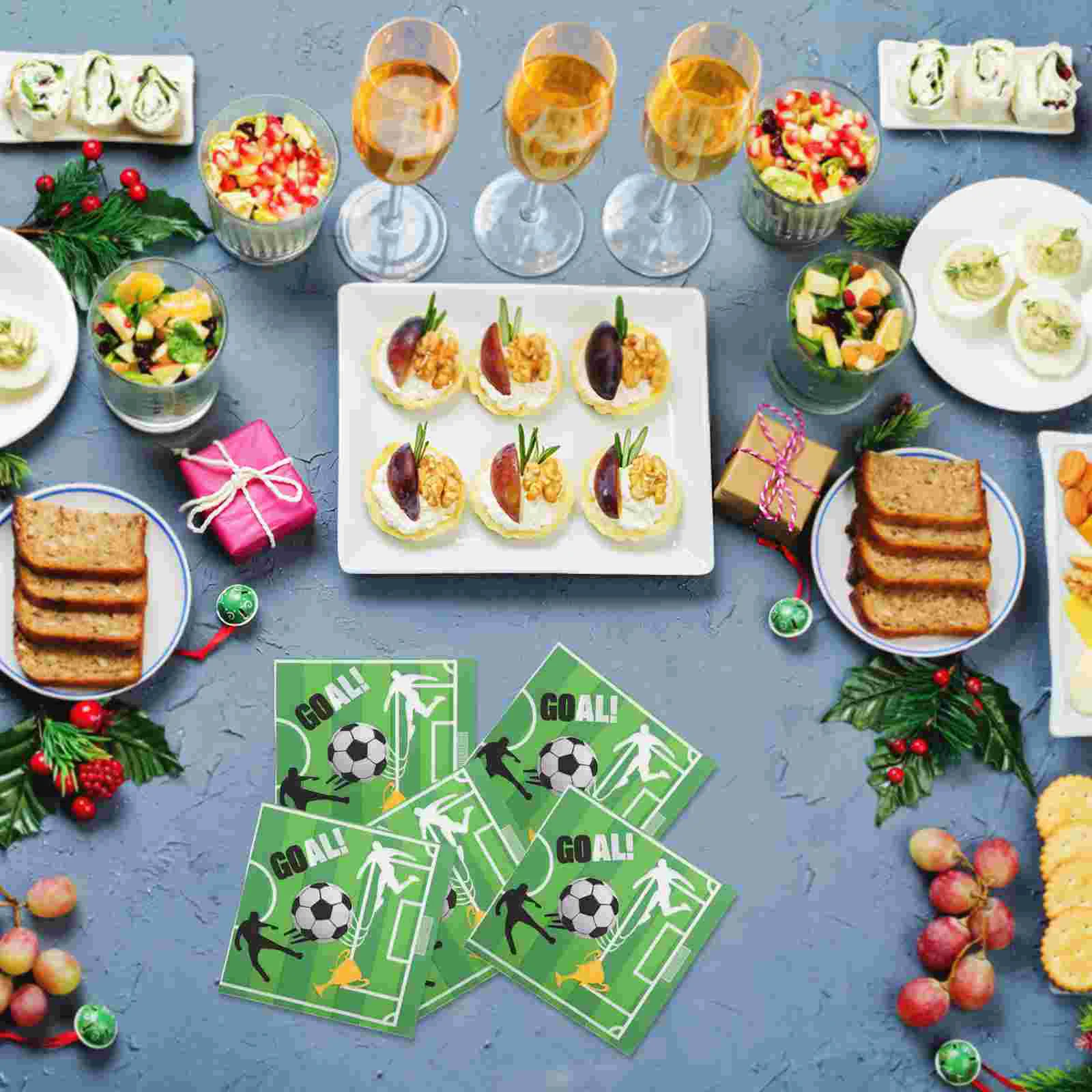 20 Pcs Football Printed Napkin Cocktail Napkins for Parties Birthday Women Disposable Foodball Paper