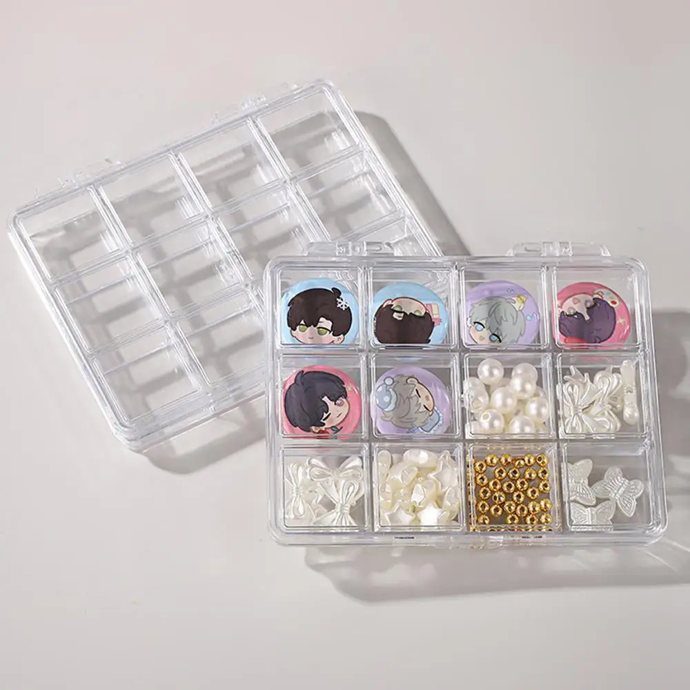 

25mm Badge Holder Storage Box 12 Grids Transparent Acrylic Organizer Clear Mini Badge Case Collection Jewelry Storage Case