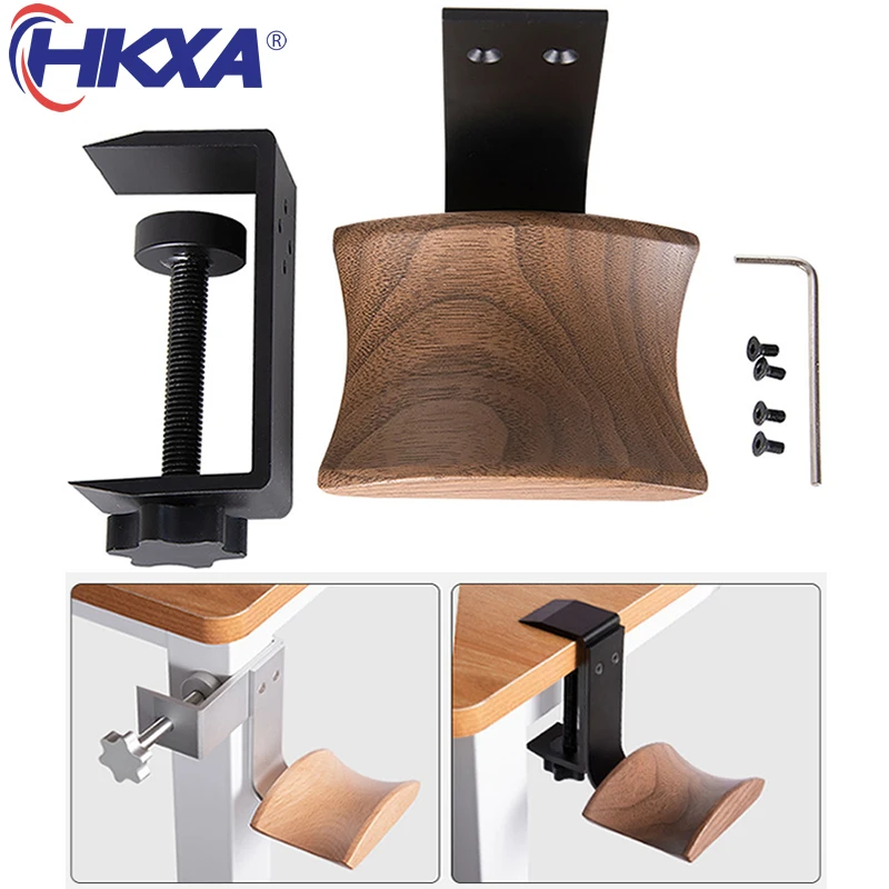 Soporte Auriculares Madera y Aluminio con Clip para Escritorio