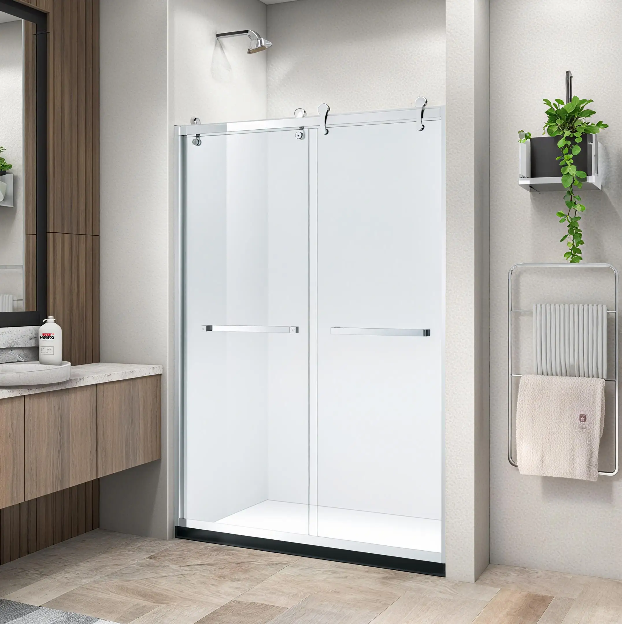 

Modern Luxury Tempered Glass Bath Screen with Frame for Hotels and High End Bathrooms Double Sliding Glass Shower Door