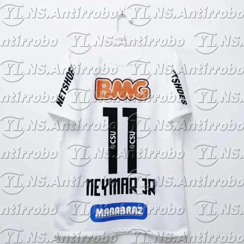Klassischer Retro Nr. 11 Santos Family Football Jersey Retro Neymar Fußball Erwachsene Frauen Kleidung T-Shirt