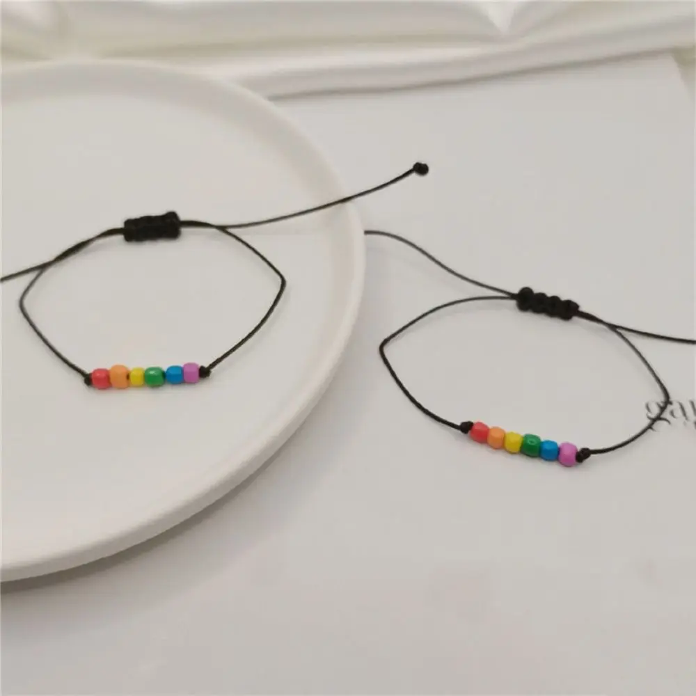2 個キャンディーカラーレインボーハートブレスレット自由奔放に生きるチャーム調節可能なカップルプライドブレスレットカラフルな友情編組ブレスレットギフト