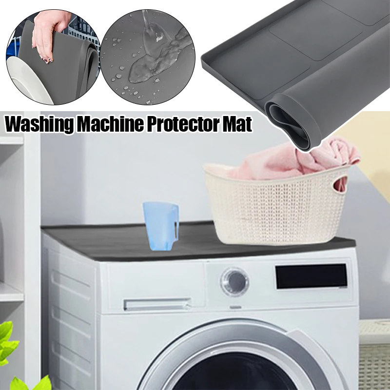 

Washing Machine Dust Cover Waterproof Silicone Washing Machine Protector Mat 60x60cm Scratch Resistant Washer Dryer Cover