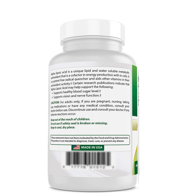 Alpha Lipoic Acid 600mg 60 Capsules - ALA Strong Antioxidant