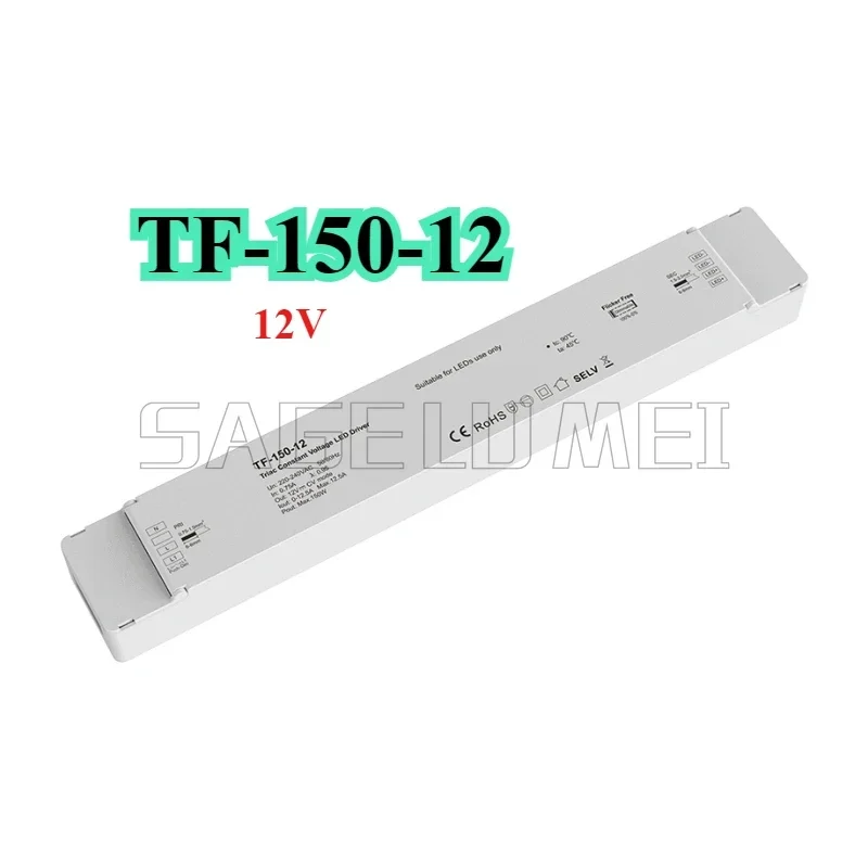 Triac Dimming LED Constant Voltage Driver TF-150-12/24 Push Switch 150W DC12/24V Dimmable Slim Power Supply Phase-cutting Dimmer