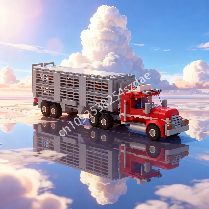 

382pcs MOC Transport Cattle Hauler City Farmed Model Building Blocks Christmas Gift DIY Toys Creative Education Kids Birthday