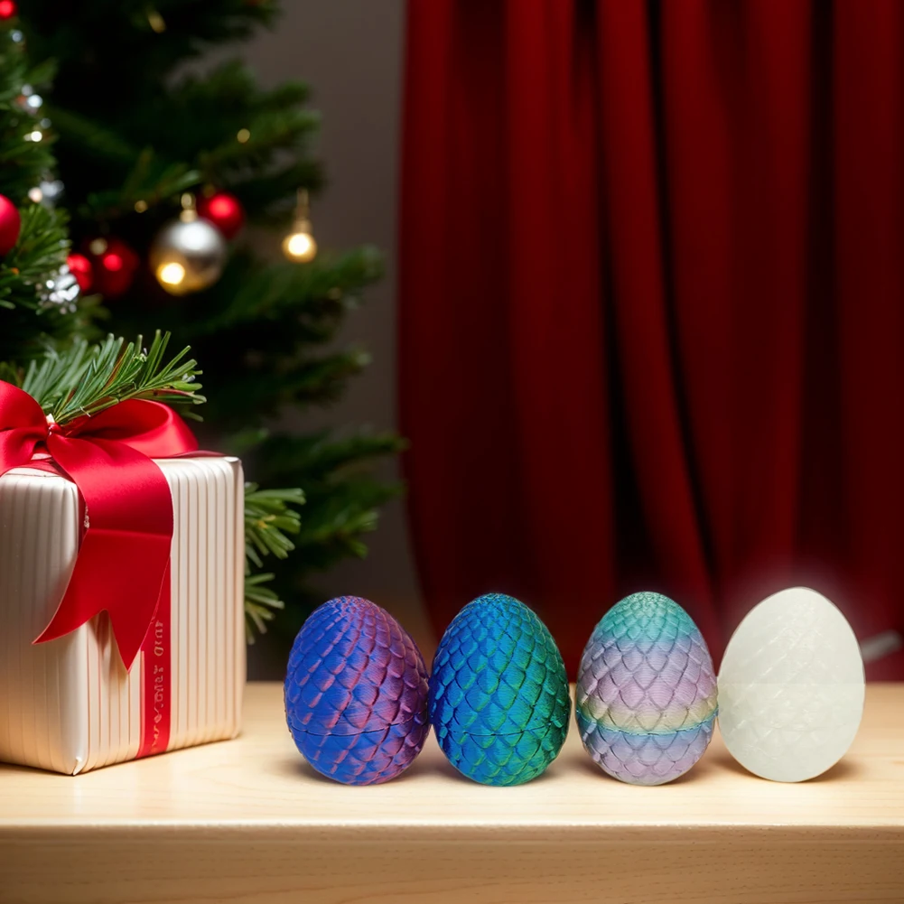 4Pcs 3D Printed Dragon Egg Dragon Fidget Toy Dragon Eggs with Dragon Inside Home Office Decor Toys for Kids Gifts