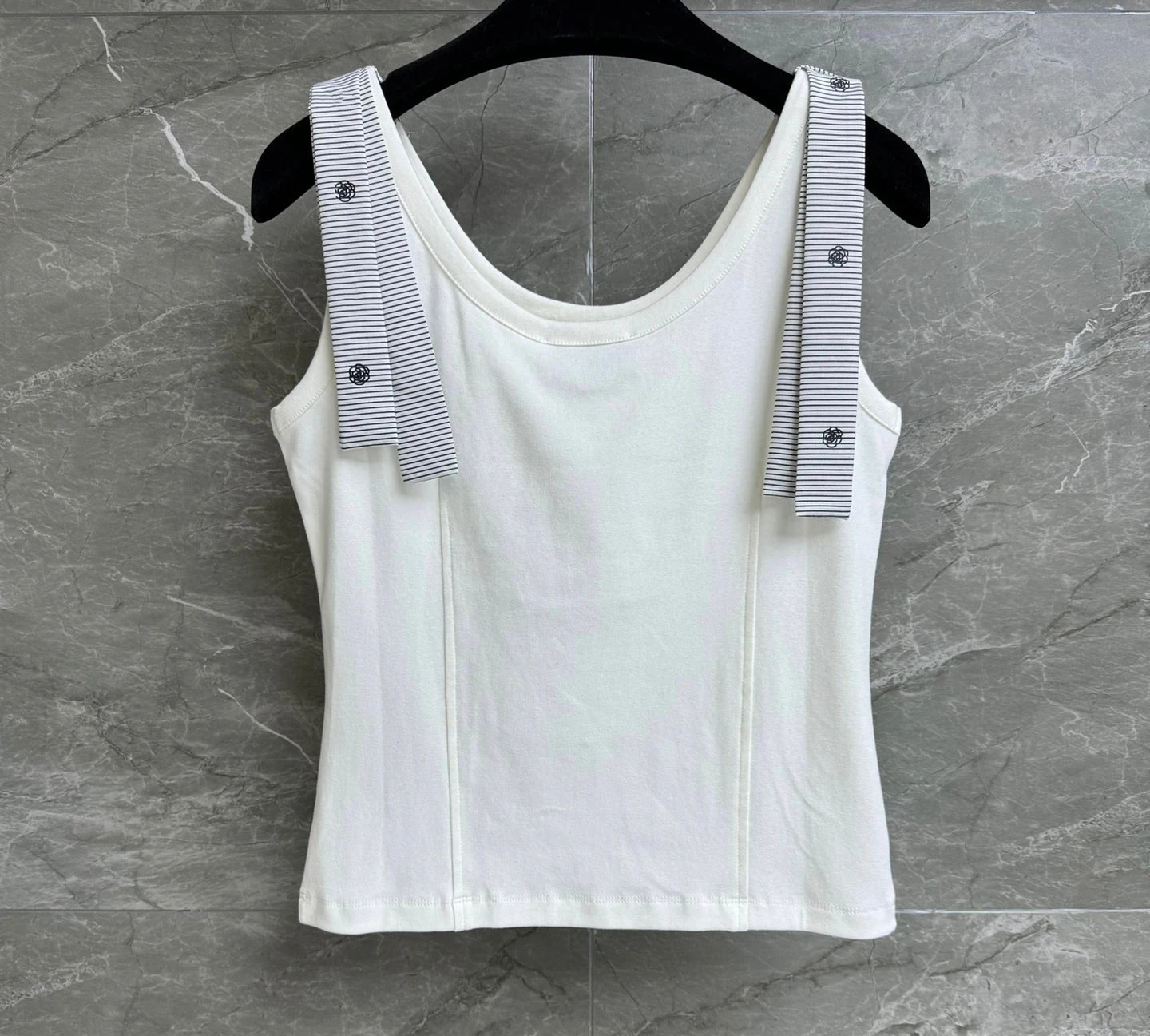 

2024 spring summer 24SS New fashion brand 100% cotton with bow diamond letter casual vest for women