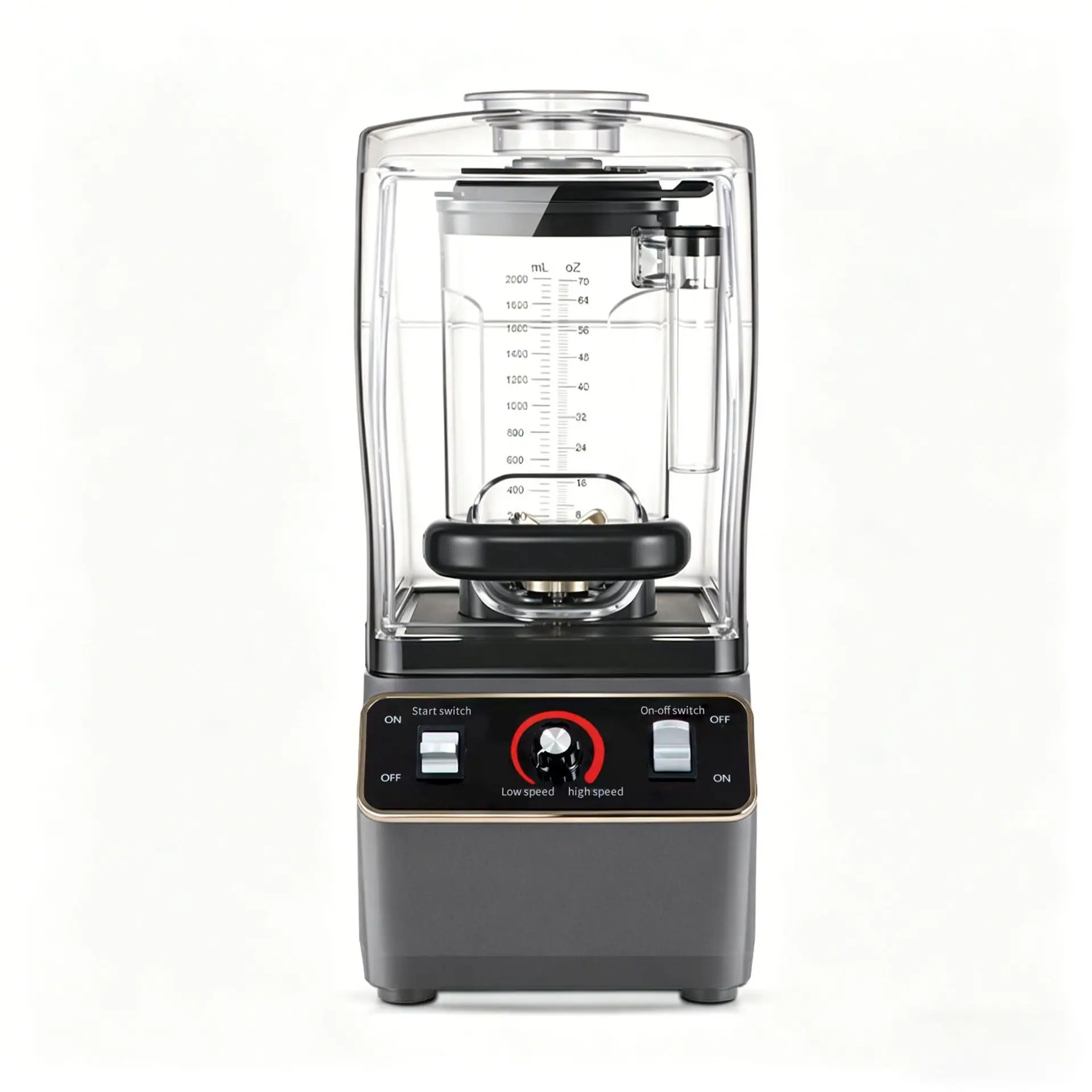 Quiet Cover Commercial Smoothie Blender, Large‑Volume Ice‑Slush & Fruit Juicer for Milk‑Tea Store