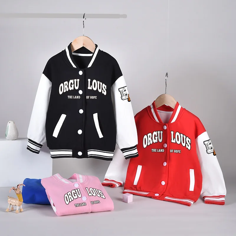 

Boys baseball jacket 2024 new Korean version of autumn children loose casual jacket top tide for 2 to 14 years old girl and boys