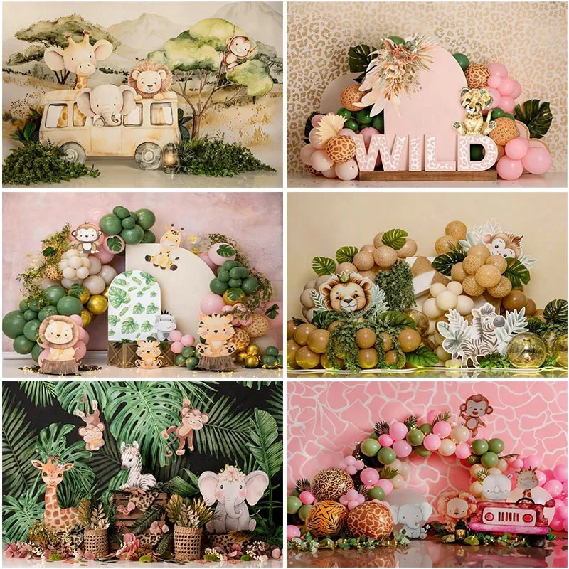 

LS Wildlife Safari Backdrops Cake Smash Child Baby Photo Props Adult Kids Decors Grassland Animals Photography Studio Background