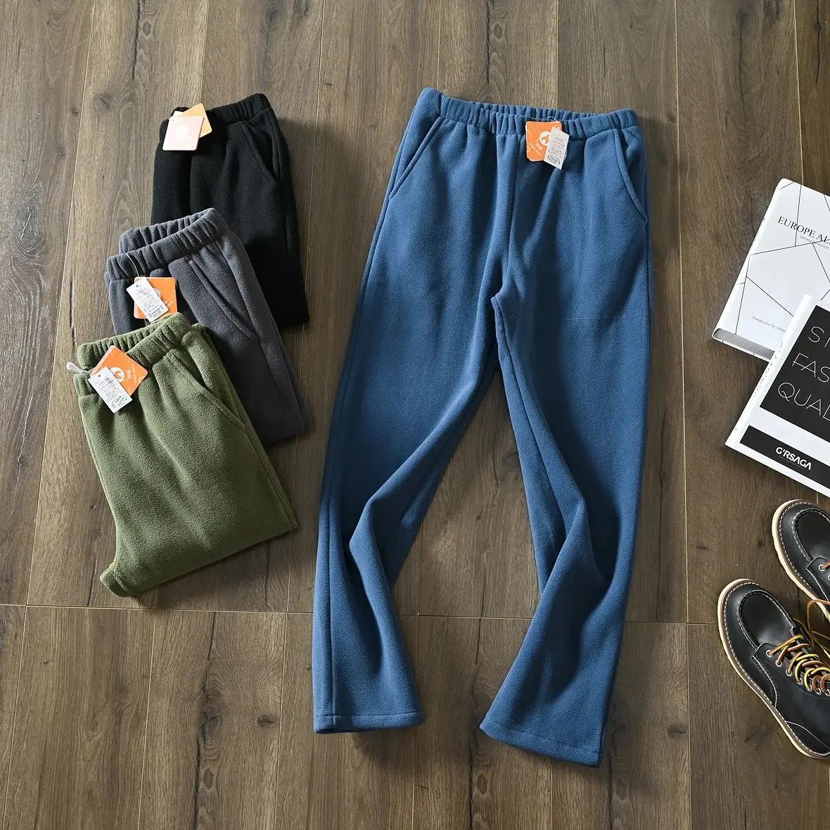 

Мужские зимние повседневные спортивные брюки с флисовой подкладкой, прямые хлопковые брюки для дома и повседневной носки, молодежные, для активного отдыха