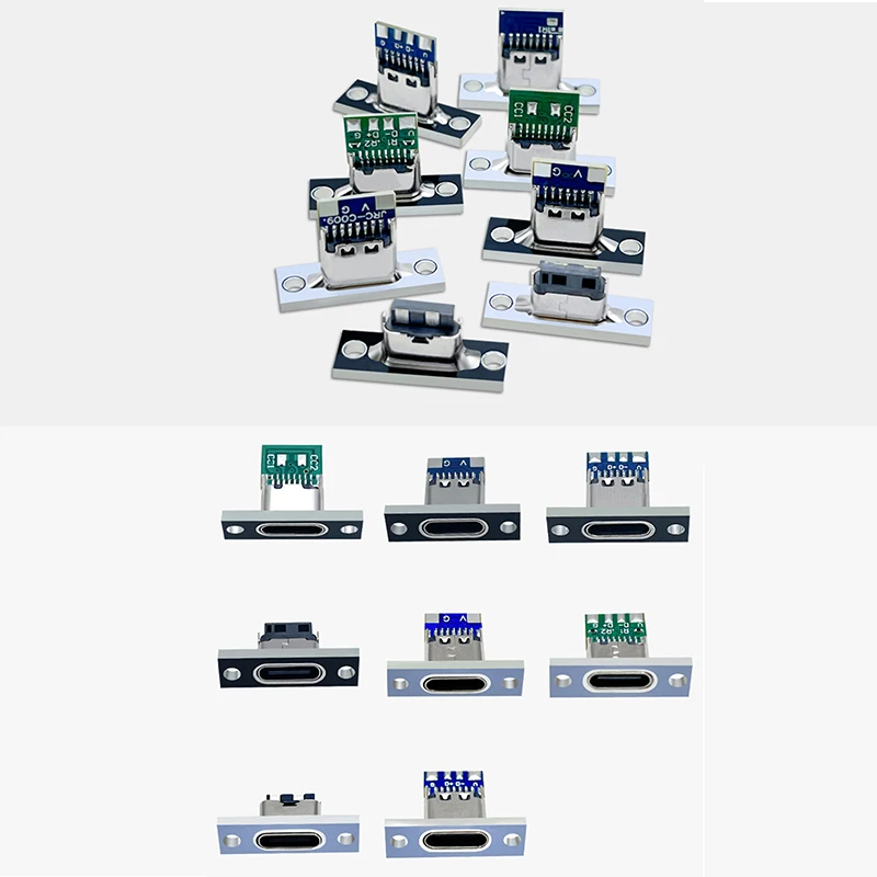 USB 3.1 Type C Socket With Screw Fixing Plate Type-C USB Jack 3.1 Type-C 2Pin 4Pin 5Pin 6Pin Female Connector Jack