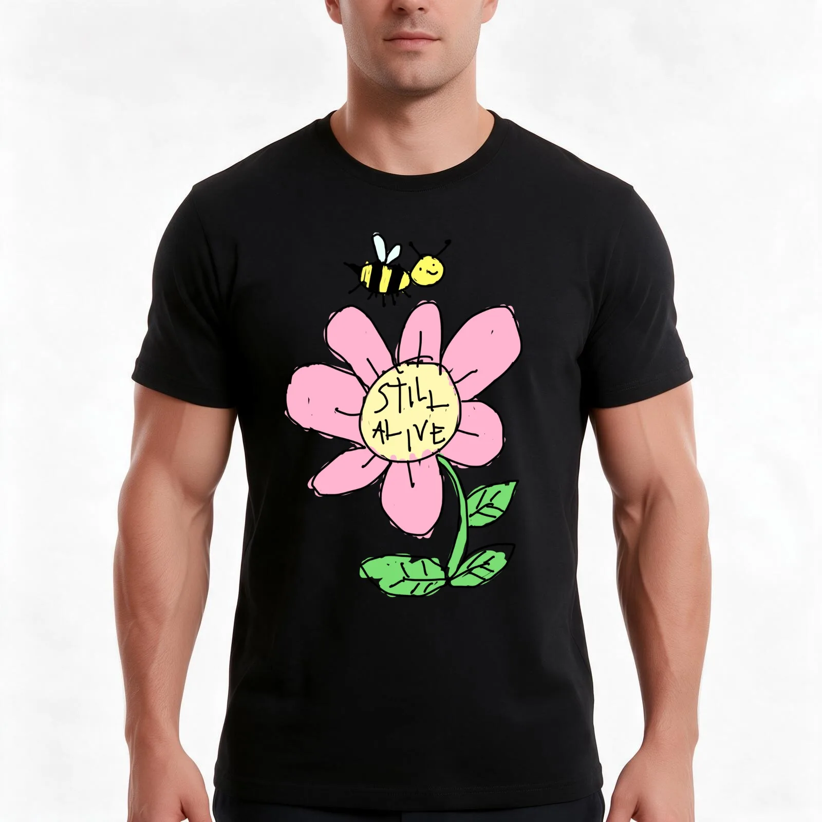 STILL ALIVE T-Shirt, Summer Casual Cotton Tee, Oversized Streetwear Tops, Vintage Graphic Print, Loose Fit Short Sleeve