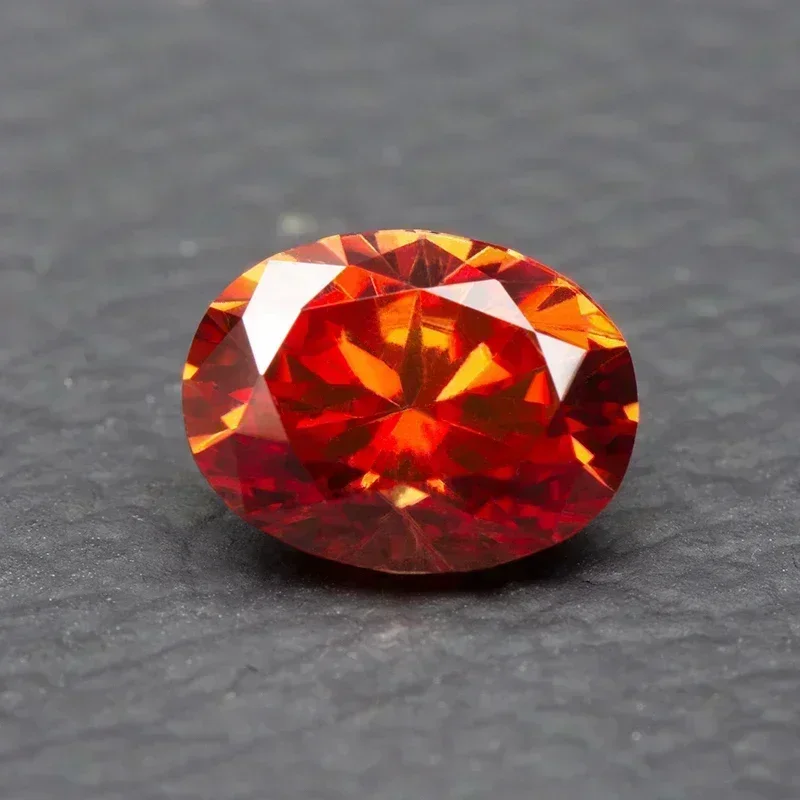 Moissanite รูปไข่สีส้ม VVS1 พร้อมใบรับรอง GRA สําหรับ Charms ลูกปัด DIY เครื่องประดับทําจี้สร้อยข้อมือวัสดุหลัก