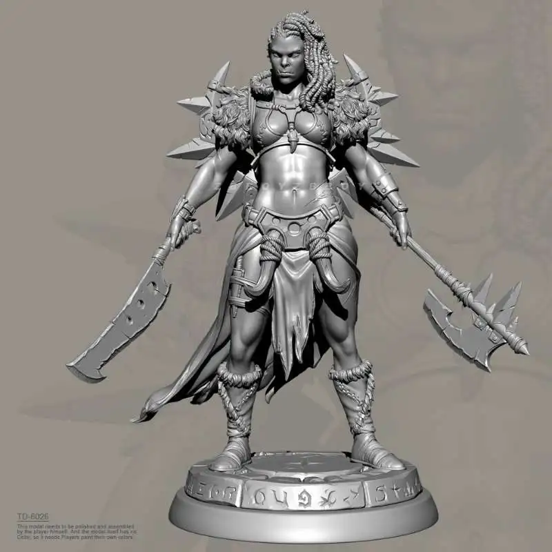 38mm 50mm 75mm Woman General of The Orc Race Resin White Mold 3D Printed Model Self-assembly DIY Coloring Models Figurines