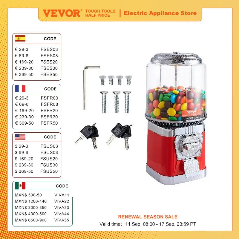 VEVOR-Distributeur automatique de bonbons pour enfants, machine à gommes à bulles, banque de gommes à pièces pour jouets IkCandy