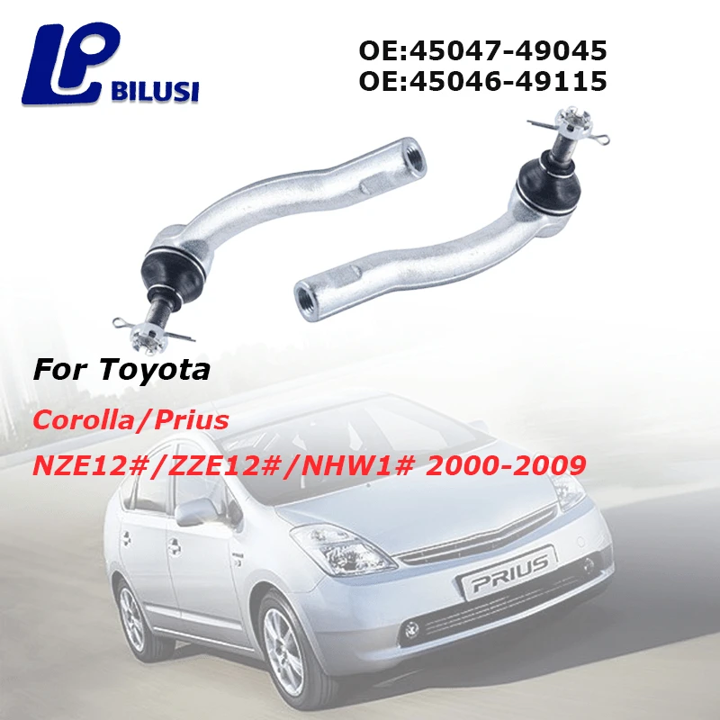 

Bilusi Outer Left Right Steering Tie Rod End for Toyota Corolla/ NZE12#/ ZZE12#/ NHW1# 2000-2009 OE:45047-49045 45046-49115