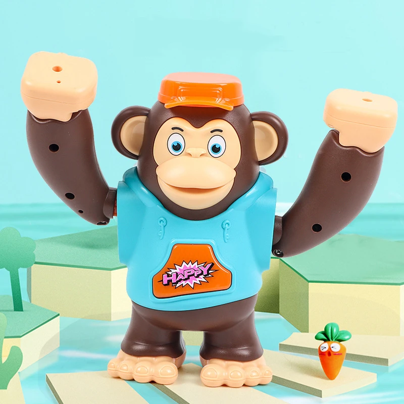 

2023New Electric Sound And Light Dancing Bud Gorilla Music Light Left And Right Swing Cartoon Monkey Down Dancing Electric Doll